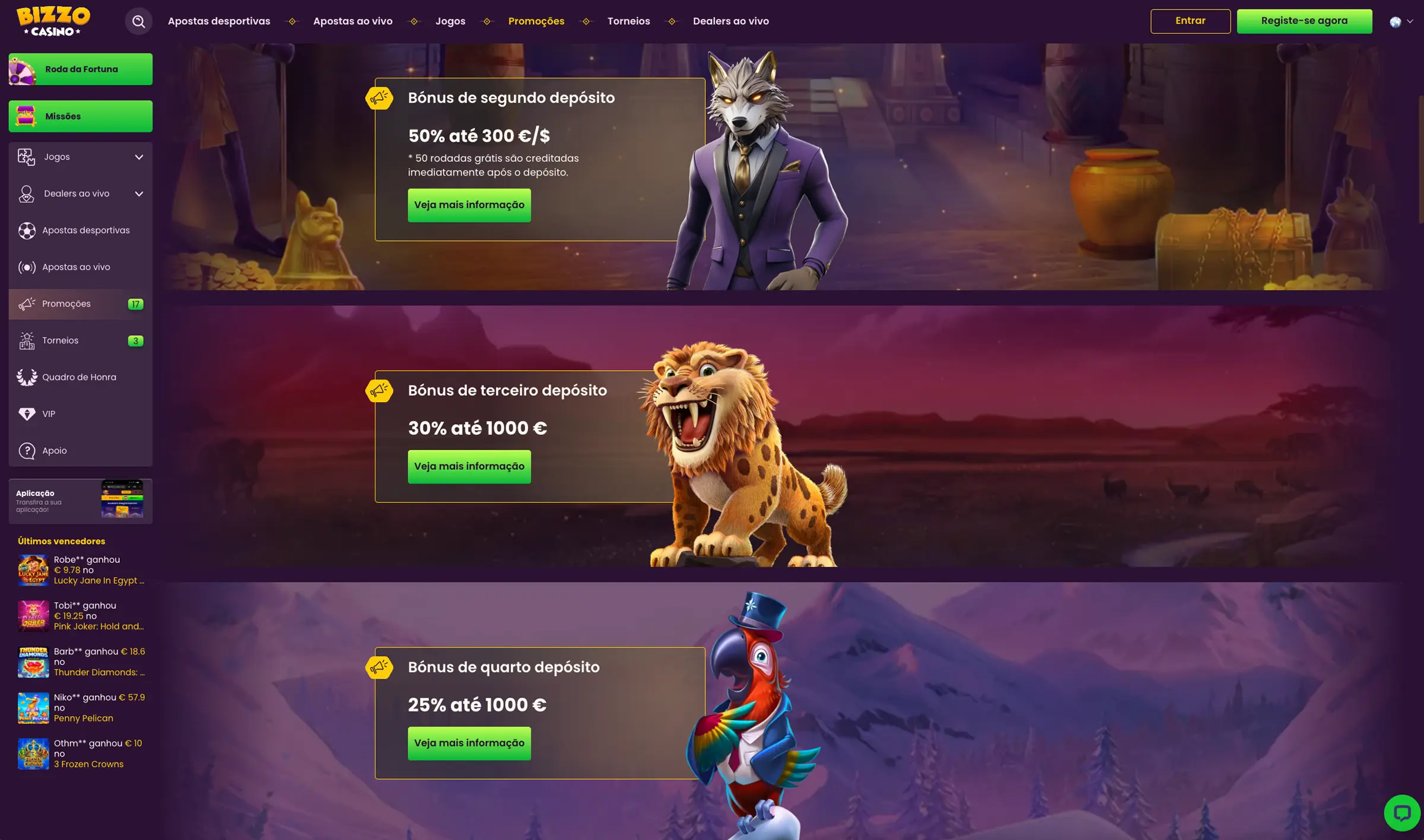 Bizzo Casino Bónus e Promoções